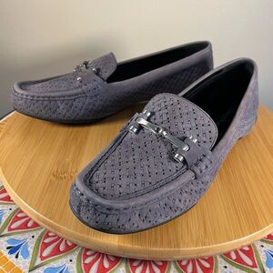 Donald Pliner Filo Women’s Size 8M Slate Blue Loafers Bit Ornament Slip On Shoes